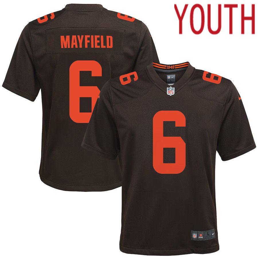 Youth Cleveland Browns 6 Baker Mayfield Nike Brown Alternate Game NFL Jersey